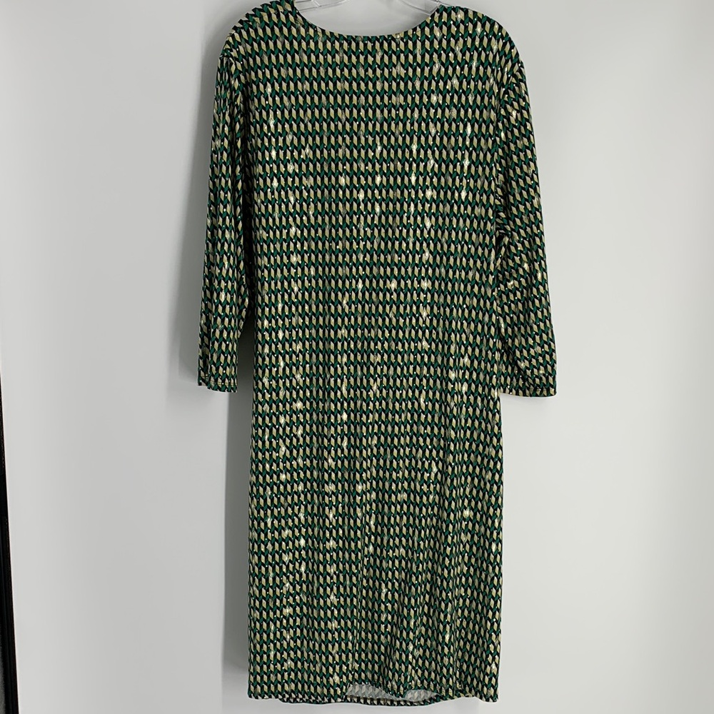 Sz 20W iconic Green and Cream Patterned Wrap Dress used - Picture 9 of 15